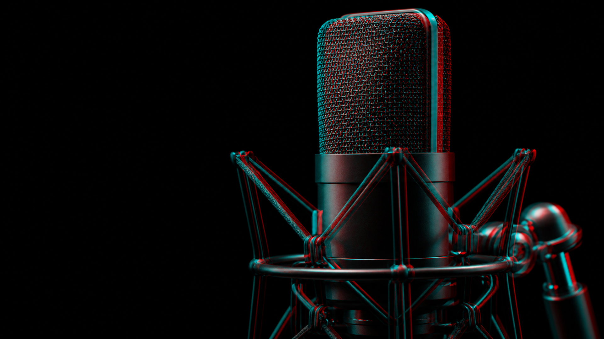 Microphone with a red and cyan anaglyph effect