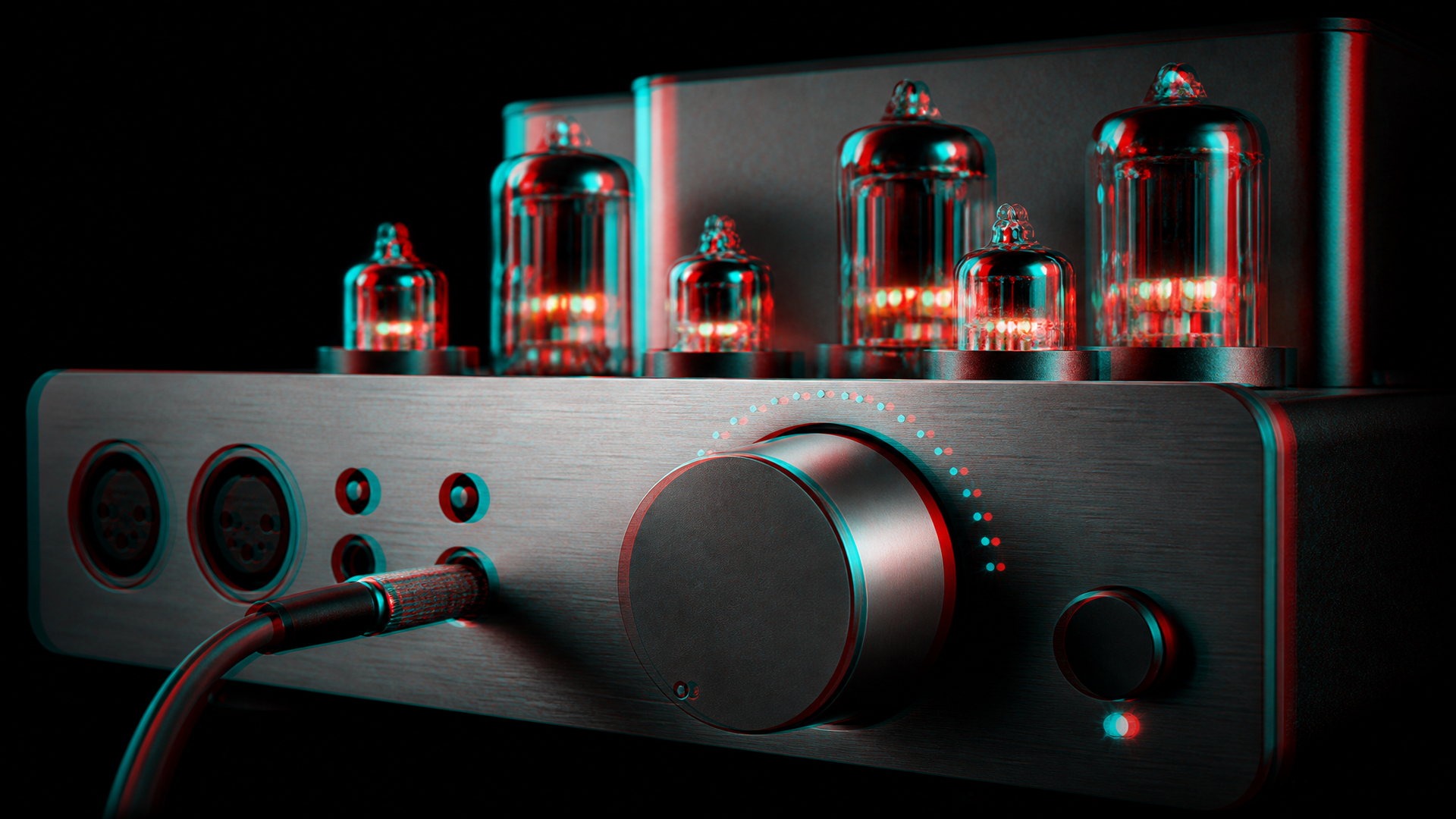 Audio amplifier in the presentation’s red and cyan style